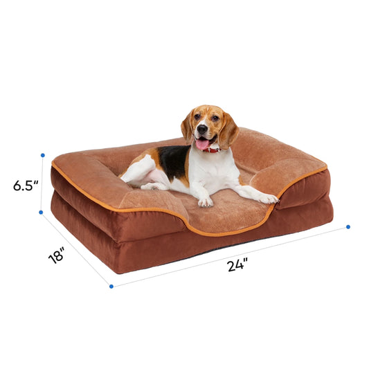Dog Bed 28"X23" Orthopedic Dog Sofa Bed Medium, Supportive Foam Pet Couch Bed with Removable Washable Cover, Grey